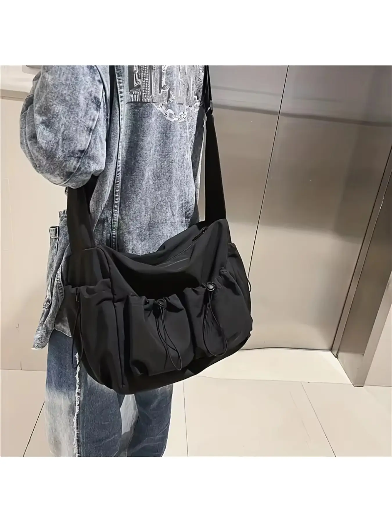 Messenger Bag Japanese Satchel Shoulder Bag Functional Tooling Bag Solid Color Simple Large Capacity Casual Crossbody Bags Messenger Bag Crossbody Shoulder Bag Casual Fashion Bag