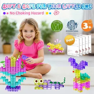 40pcs Colorful Candy Soft Gel Building Blocks Stress Relief Toy, Unisex Age 6+, Kids Toy, Holiday Gift, Fun Educational Playset, Squishy Blocks