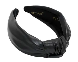 YETASI Leather Knotted Headbands for Women - Trendy Black Hair Accessory, Stylish Upgrade, Comfortable & Adjustable, Perfect for Any Outfit headband