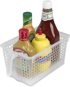 Kitchen Discovery Handy Basket – Large Plastic Organizer Bins with Handles for Pantry, Chips, Pasta & Condiments Storage