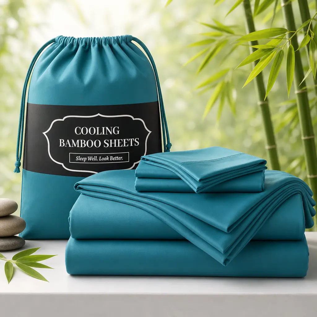 Jollyvogue Extra Deep Pocket Bamboo Sheets - 6 Pcs Breathable & Cooling Bed Sheet Set,Cooling Bamboo Bed Sheets for Hot Sleepers, Room Decor, Twin/Full/Queen/King Size Pillowcase Sets