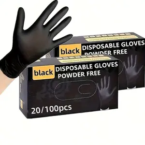 20/100pcs Nitrile Gloves, Cleaning Gloves, Dishwashing Gloves, Household Cleaning Gloves, Disposable Nitrile Gloves, Black Gloves  Disposable Nitrile Gloves Household Nitrile Gloves  Powder-Free Nitrile Gloves Touchscreen Compatible Gloves