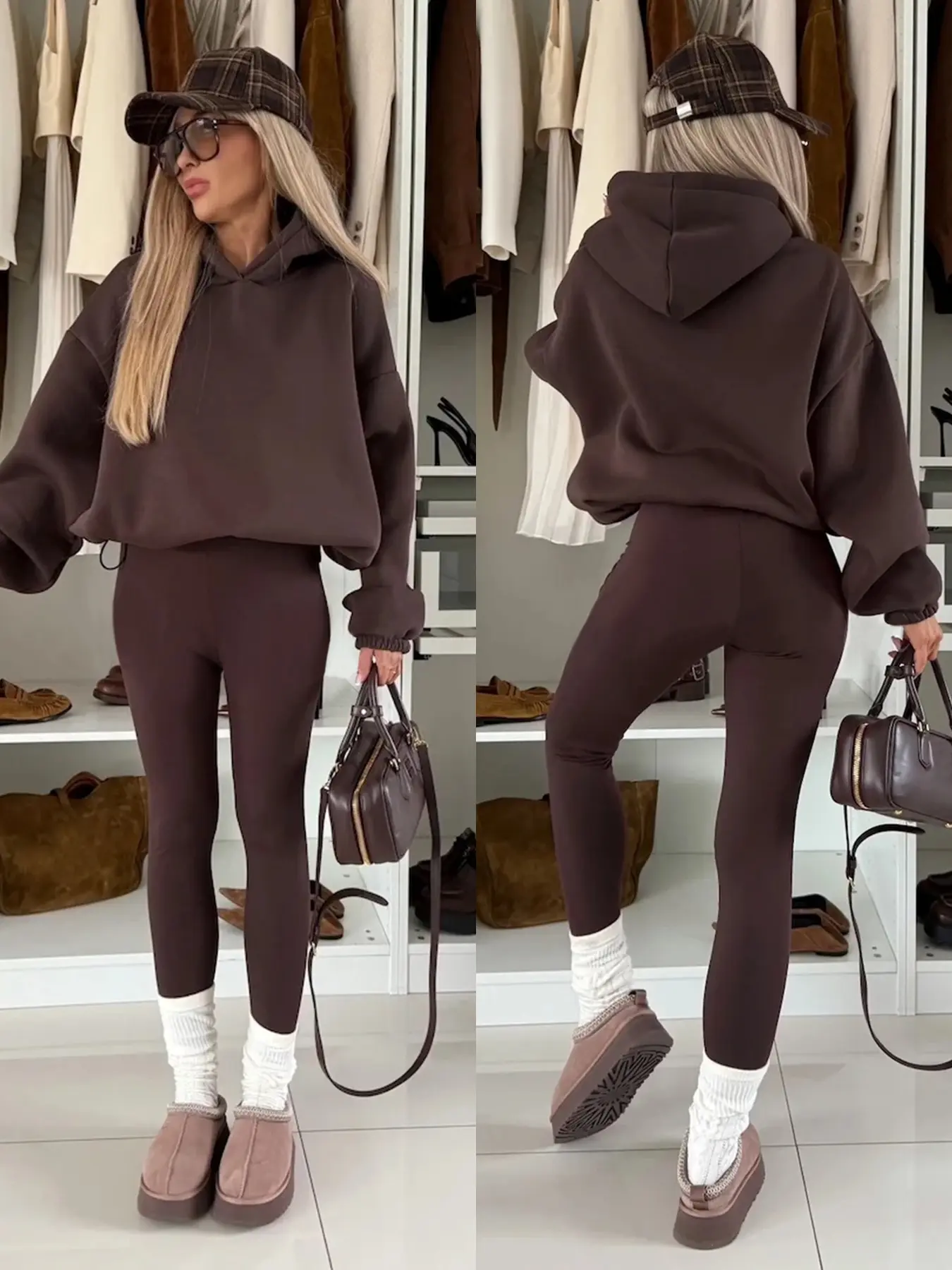 Women's Solid Color Loose Fit Adjustable Drawstring Hoodie Sweatshirt, Fall & Winter Casual Basic Streetwear Long Sleeve Pullover, Casual Comfy Pullover, Womenswear