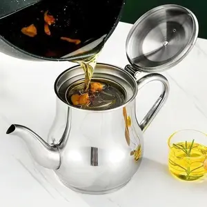 Stainless Steel Filter Oil Dispenser｜24oz 48oz Large Capacity Fine Mesh Strains Residue, Wide Mouth No Funnel Needed. Precision Spout, Detachable for Easy Cleaning