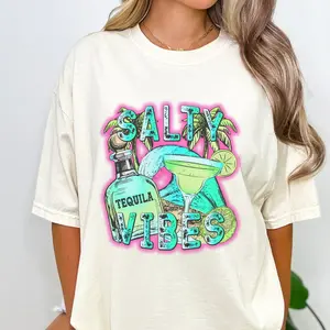 Salty Vibes Shirt Tequila Shirt Beach Shirt Neon Beach Shirt Tequila Shirte Tequila Lovers Shirt, Tequila Bachelorette, Tequila Lover
