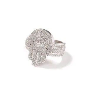 18K Gold Vacuum Plated Copper with 5A+ Sri Lanka Zircon Palm Ring Miami Italy Mexico & Micro Inspired for Women & Men Luxury Jewelry,Daily Wear,Casual Fashion,Gift Idea,,Classic,Hip Hop,Simple,Sporty Style