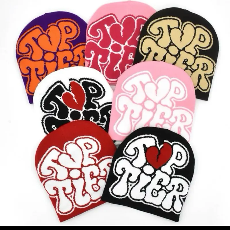 Fashion Unisex Knit Cap Patterned Monogrammed Cap Beanies Heart Letter Hat Cap Mea Culpa Hip Hop Cap Knitwear Casual Winter Warm Hat