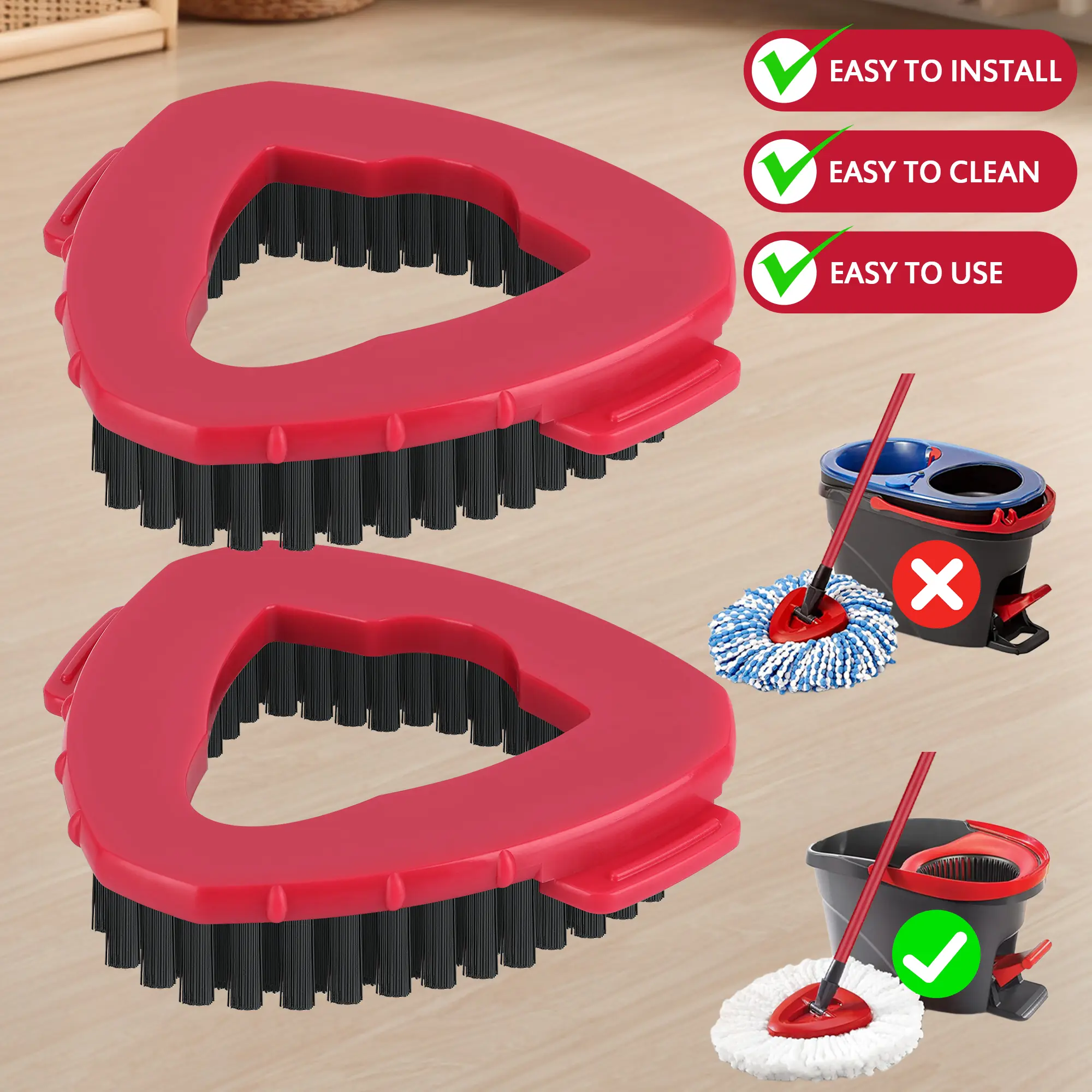 Scrub Brush Replacement Head for O Cedar EasyWrin Spin Mop 1 Tank System, Shower Floor Scrubber, Hard Bristle Cleaning Brush for Bathroom Kitchen Wall Tile
