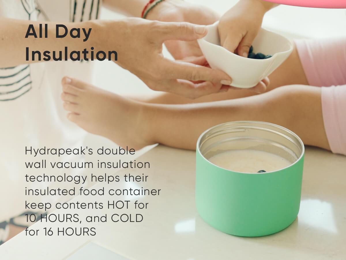 Hydrapeak 18oz Foodie Stainless Steel Vacuum Insulated Thermos Food Jar | Thermos for Hot and Cold Food, Wide Mouth Leak-Proof, 10 Hours Hot / 16 Hours Cold