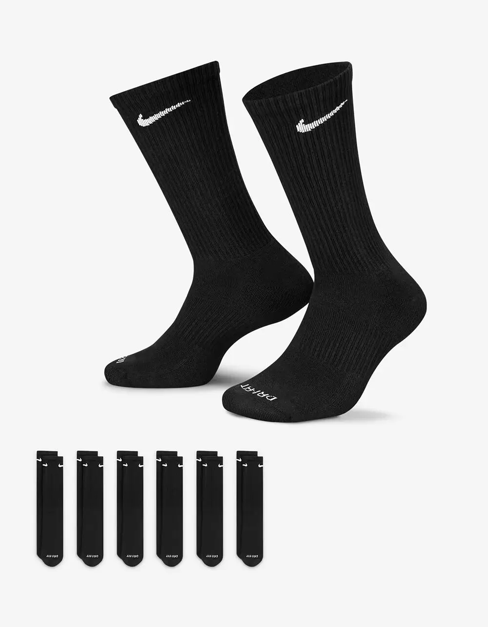 NIKE Mens Everyday Plus Cushioned 6 Pack Crew Socks NIKE Mens Everyday Plus Cushioned 6 Pack Crew Socks