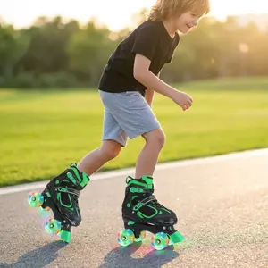 Adjustable Light Up Roller Skates for Kids - Perfect Birthday Gift for Boys & Girls Ages 4-12+, Safe & Fun Quad Skates for Beginners & Youth