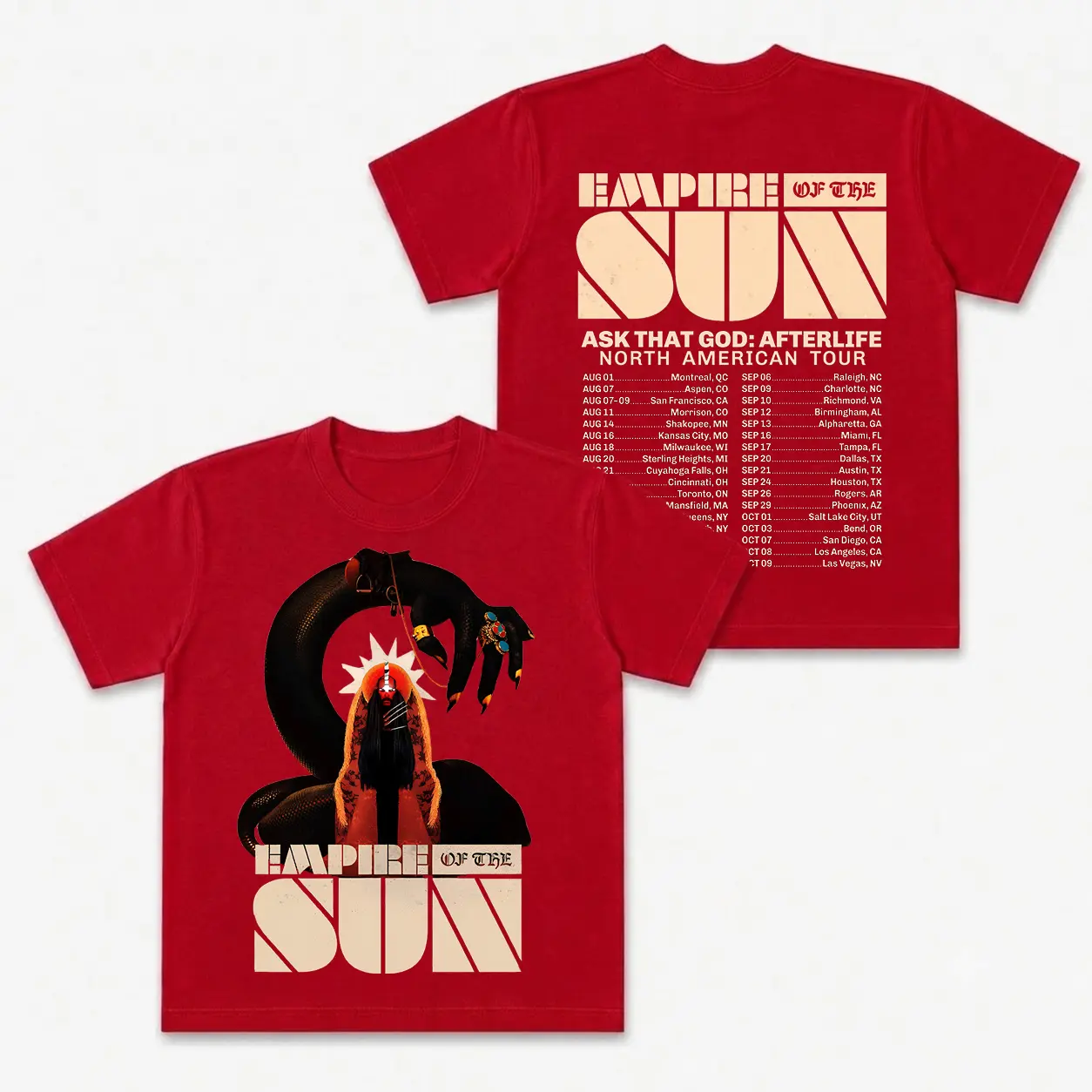 Empire Of The Sun Ask That God Tour Shirt,   Afterlife  North American Tour 2026 Two Sided Graphic T-Shirt, Vintage Music Concert Tee, Gift for Music Fans Basic Breathable