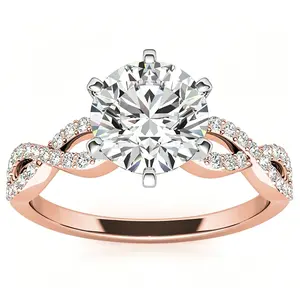 Women's Twisting Infinity Moissanite Ring - 1.0 CT Round Cut Non-Natural Crystal Jewelry, Custom Name Engraving for Engagement or Wedding