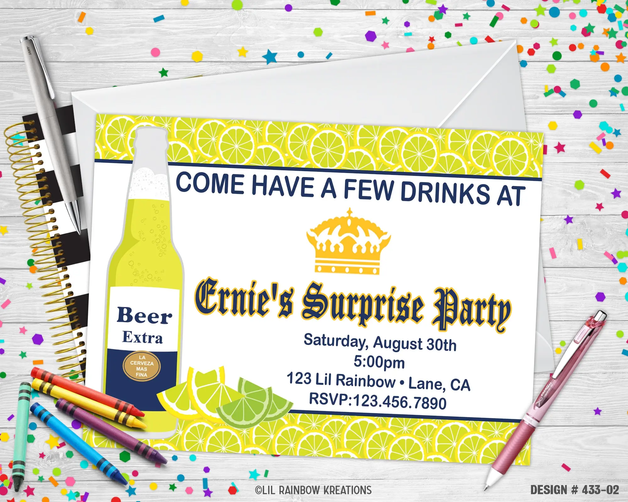 433-02 | Beer Party Invitation & Thank You Card