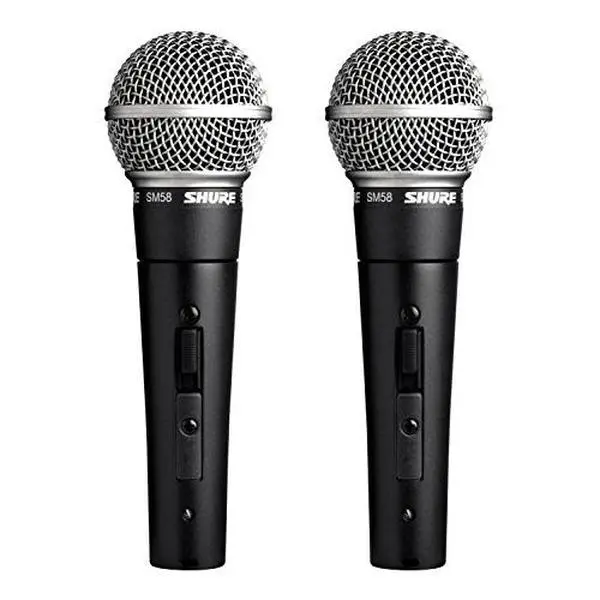 Shure SM58S Handheld Professional Vocal Microphone (2 Pack) with On/Off Switch, XLR-LR Connector, Wind Filter, Durable Construction for Live Performance Vocalists, Minimizes Background Noise, Attenuates Bass, Brightens Midrange, Delivers Clean Audio