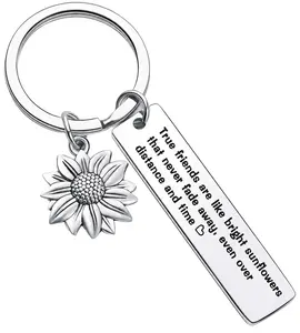 Sunflowers Friendship Keychain Best Friend Birthday Gifts, BFF Gift For Friends Partner Women Men