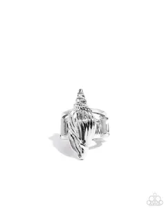 California Conch - Silver Shell Beachy Ring - Paparazzi