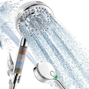 Filtered shower head with handheld 9spray setting detachable showerhead with filters shower head for hard water filtered chlorine improve skin and hair texture chrome