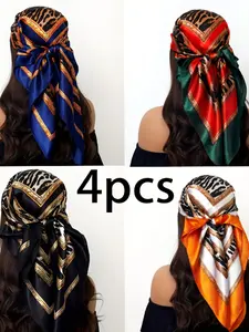 Leopard Print Polyester Headband Scarf Turban, 35x35 Inches, Sun Protection, Hand Wash, Casual Weekend Wear, Warm Decorative Wrap