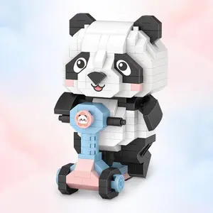 320pcs Cartoon Panda Design Building Block Toy Set, Miniature Building Block Set, Model Toy Desktop Ornaments, Animals