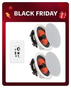 Herdio 6.5-inch In-Ceiling Bluetooth Speakers (300 Watt Pair) with Recessed In-Wall Amplifier for Indoor Homes and Covered Outdoor Porches, Mother's day Gift