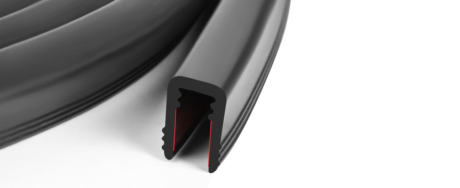 Rubber Edge Trim U Channel /" Self Adhesive Sheet Metal Edge Guard Protector, EPDM Seal Strip for Car Doors, Steel Plates, Glass, Hatches, Table Corners, Fit /"(.mm), Ft, Black