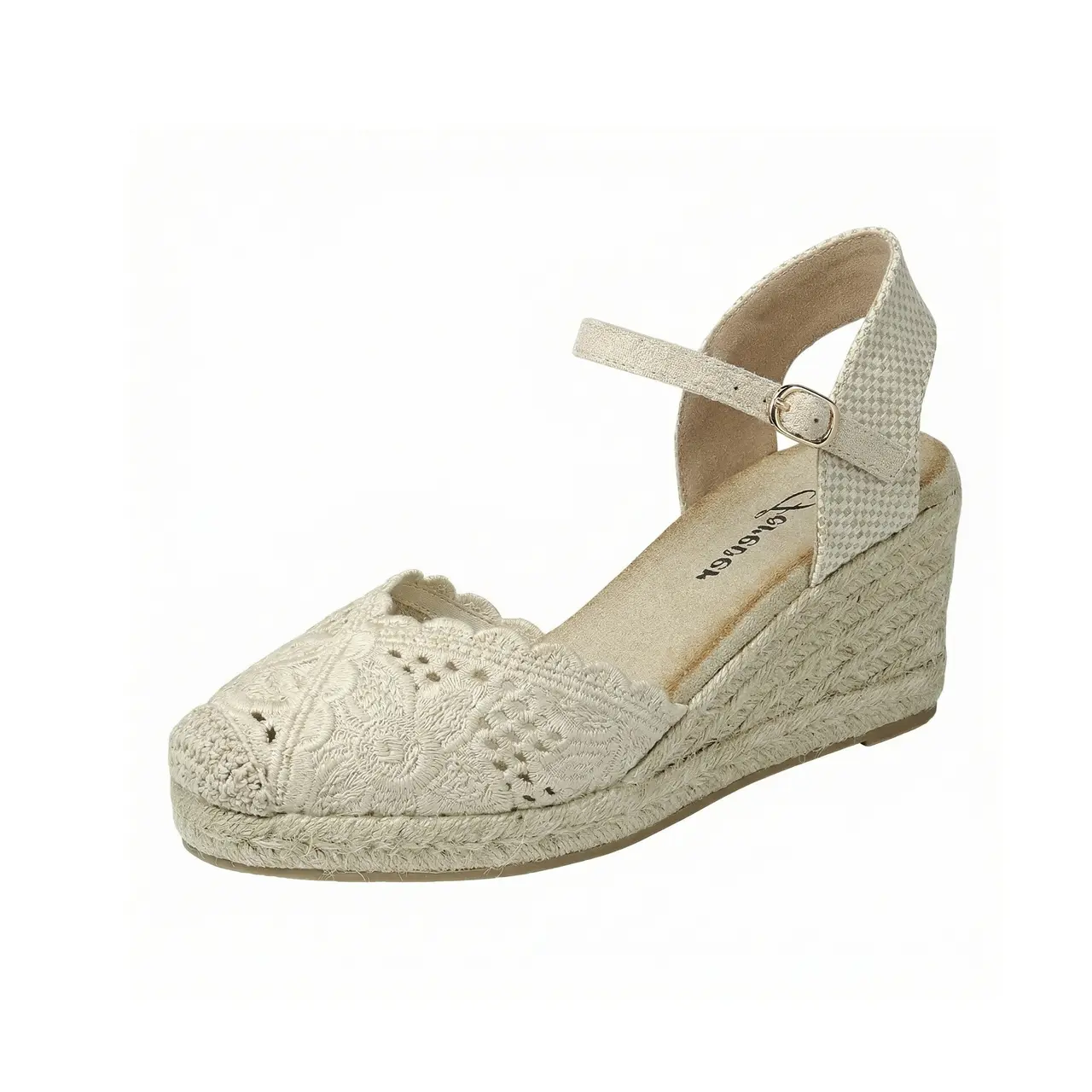 JEKO Women's Sweet Boho High Platform Wedges, Comfortable Fabric Espadrilles with Closed-Toe Lace-Up Ankle Strap, High Wedge, Platform Heels Wedges