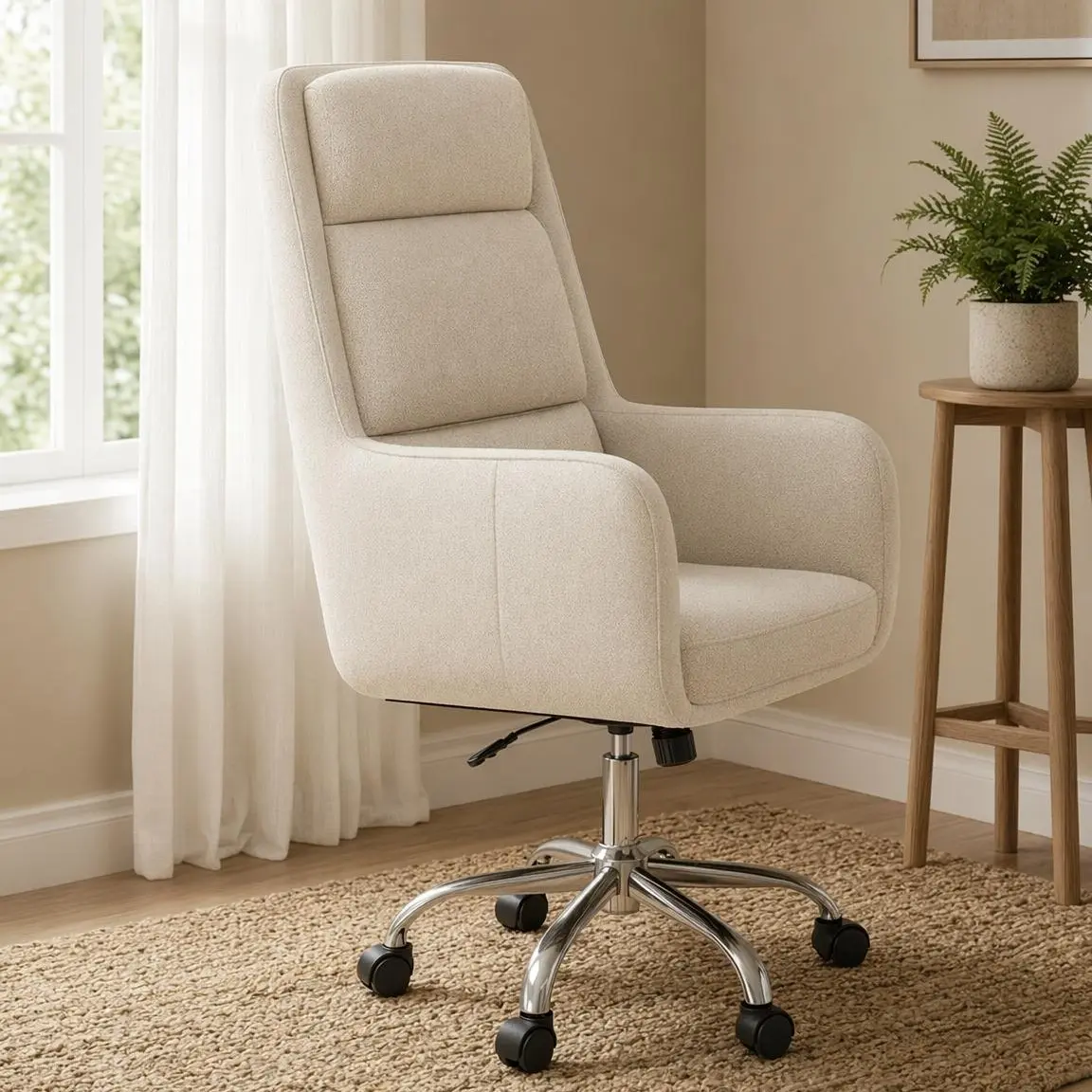 COLAMY COCOON Office Chair High-Load Cloud Comfort Swivel with Premium Chenille Upholstery & Rock & Lock Backrest for Home & Beyond