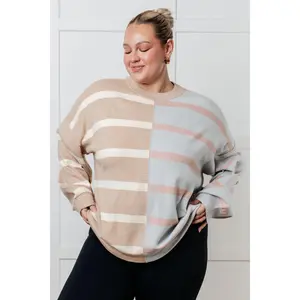 Exceptional Thought Striped Patchwork Sweater