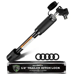 AUTMATCH Trailer Hitch Lock - 5/8" Locking Receiver Hitch Pin Fits Class  III IV V 2", 2-1/2", 3" & 3-1/2" Receiver, Anti-Theft Hitch Receiver Lock with Anti-Rattle O-Rings for Tow Truck Bike Car Boat, Black or Silver