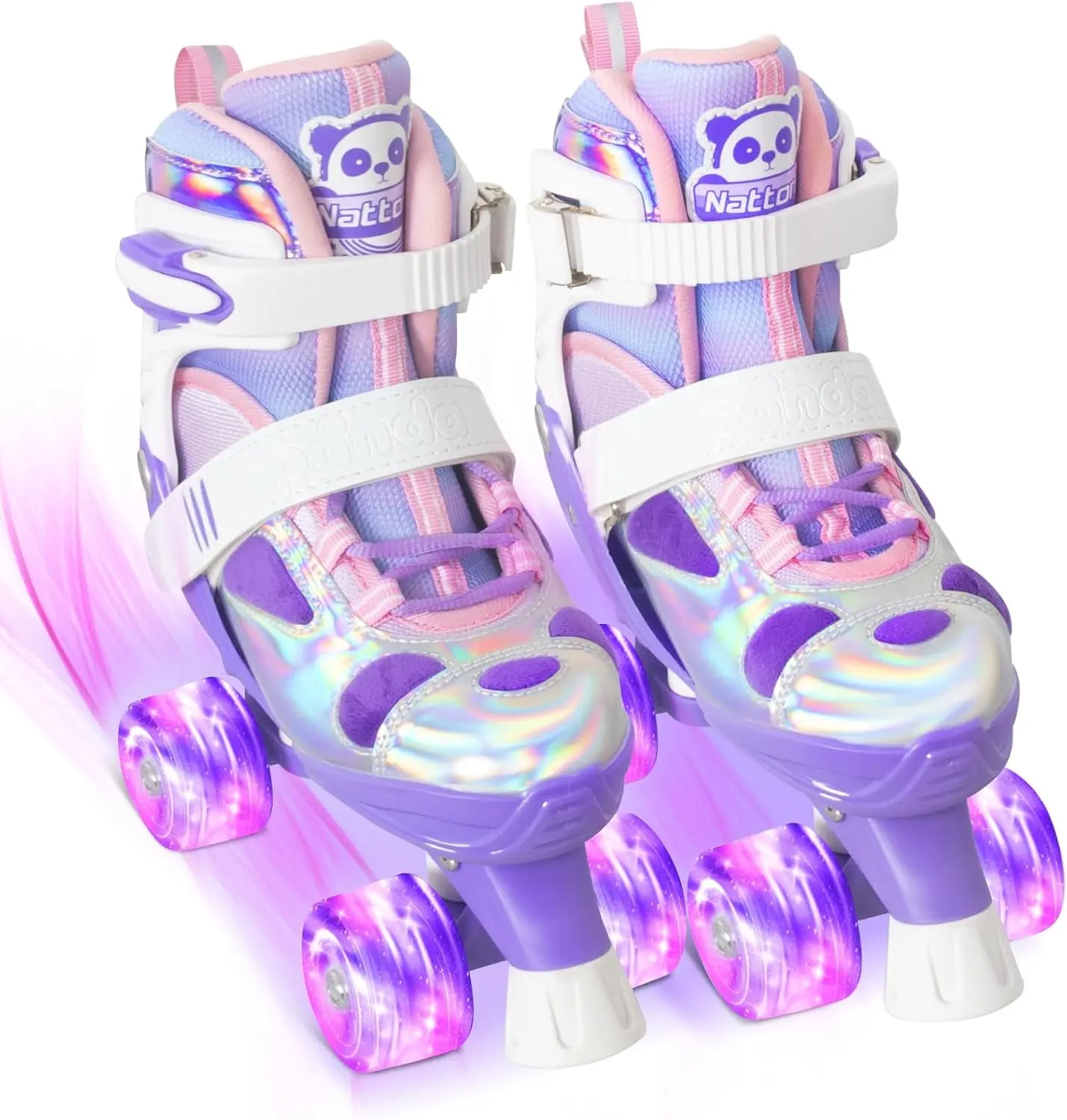 Panda Kids Quad Roller Skates, 4-Size Adjustable, All Light-Up Wheels, Beginner Skates for Boys & Girls, Ideal Birthday Gift (Sports & Outdoor Leisure Recreation Equipment)