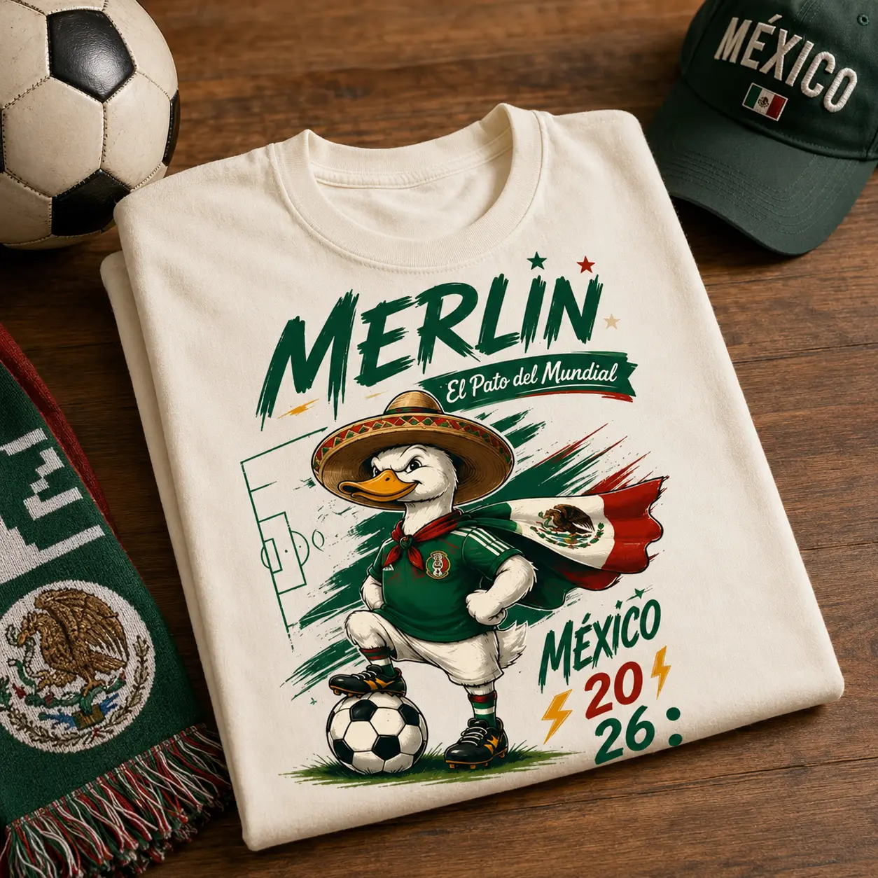 Merlin Mexico 2026 Soccer Shirt, El Pato Del Mundial Duck Graphic Tee, Mexican Futbol Fan T-Shirt Gift