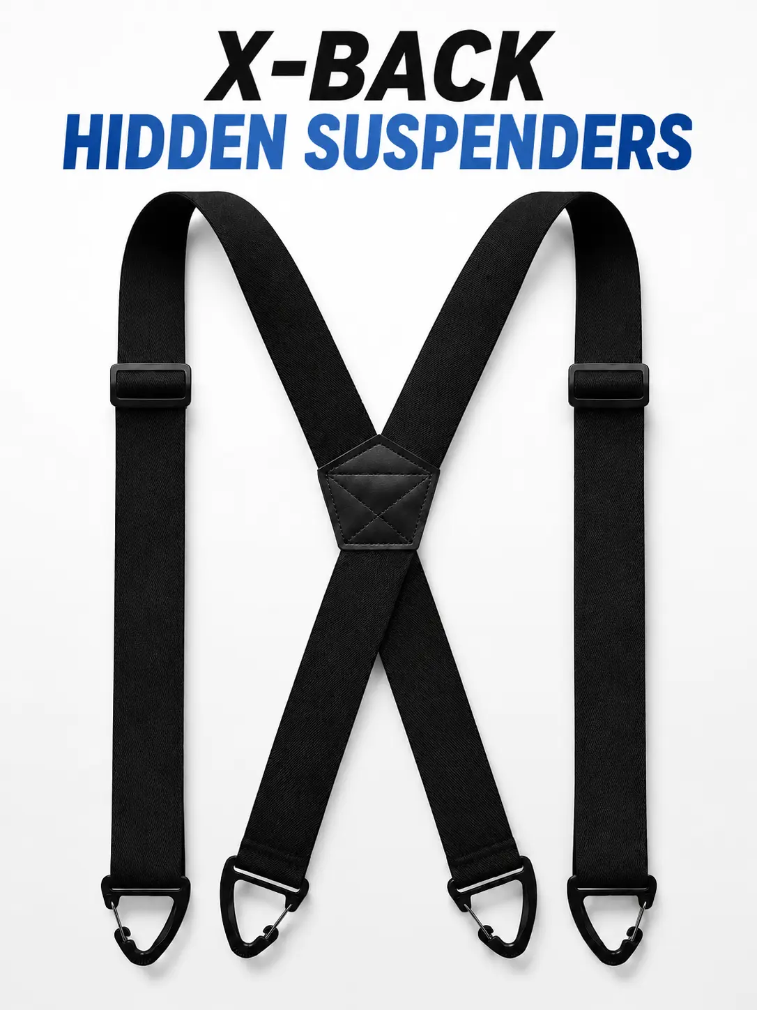 X-Back Hidden Suspenders - 1.5 in Heavy Duty Work Suspenders for Men, Under-Clothing Comfort, No-Slip Adjustable Straps, Adjustable Strap Tie (Basketball Use) Protective Gear Package Reflective Safety