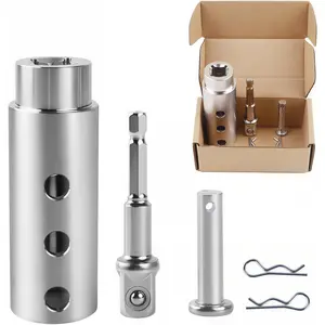 Trailer Jack Drill Bit Adapter, Compatible with 1 Inch Jack Drive Shaft, Stainless Steel Handle, Cordless Drill Bit Adapter with Socket Attachment