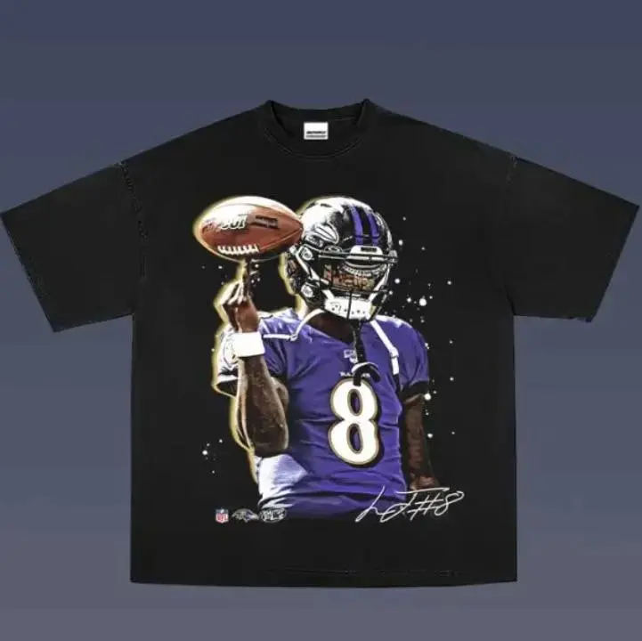 LAMAR JACKSON 17 GRAPHIC TEE, Adults t-shirt, Unisex Casual Regular Fit Cotton Tops, Cotton Sports Gifts for Men and Women
