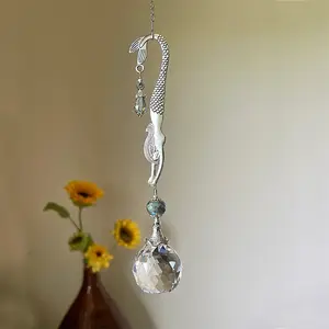 Unique Elegant Mermaid Crystal Sun Catcher, Hanging Ornaments, Decorative Living Room, Flower Stand, Garden Window, Christmas Thanksgiving Gift