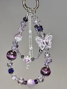 Butterfly Beaded Phone Chain Pendant, Elegant Fashion Accessory, High-End Heart Bag Charm, Versatile Jewelry for All Occasions, Phone Keychain