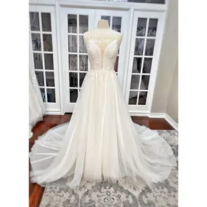 Lady's Women's Sleeveless Boho Lace A-Line Wedding Dress - Lace-Up Design, Cut-Out Details | Daisy