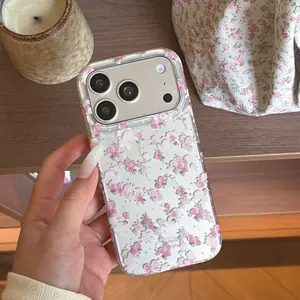 Romantic Garden Floral Series Wildflower Semi-Transparent Fashion Protective Full Cover Phone Case, Accessories, Fits iPhone 17 Pro/16/15 Pro Max/14/13