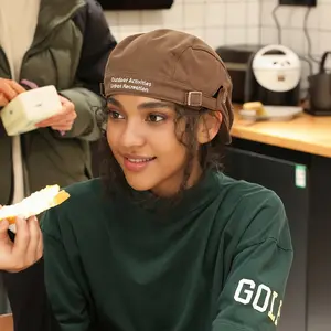 Retro Dark Blue Beret with "DOWNS ARCADES" Embroidery - Hip-Hop Style, Artistic Painter Hat for Men and Women, Ideal for Christmas, Music Festivals, Carnival, New Year, and Back to School