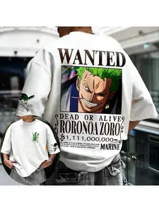 Short sleeved T-shirt Round Neck ONE PIECE Roronoa Zoro 2026 summer new product Harajuku Streetwear anime print loose fitting men and women suitable short sleeved shirt