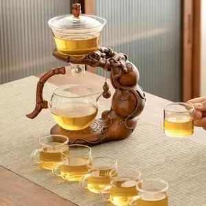 Wooden Base Tea Set, 1 Set Creative Magnetic Water Separation Rotating Cover Bowl Tea Maker, Tea Making Tool for Home Office Use
