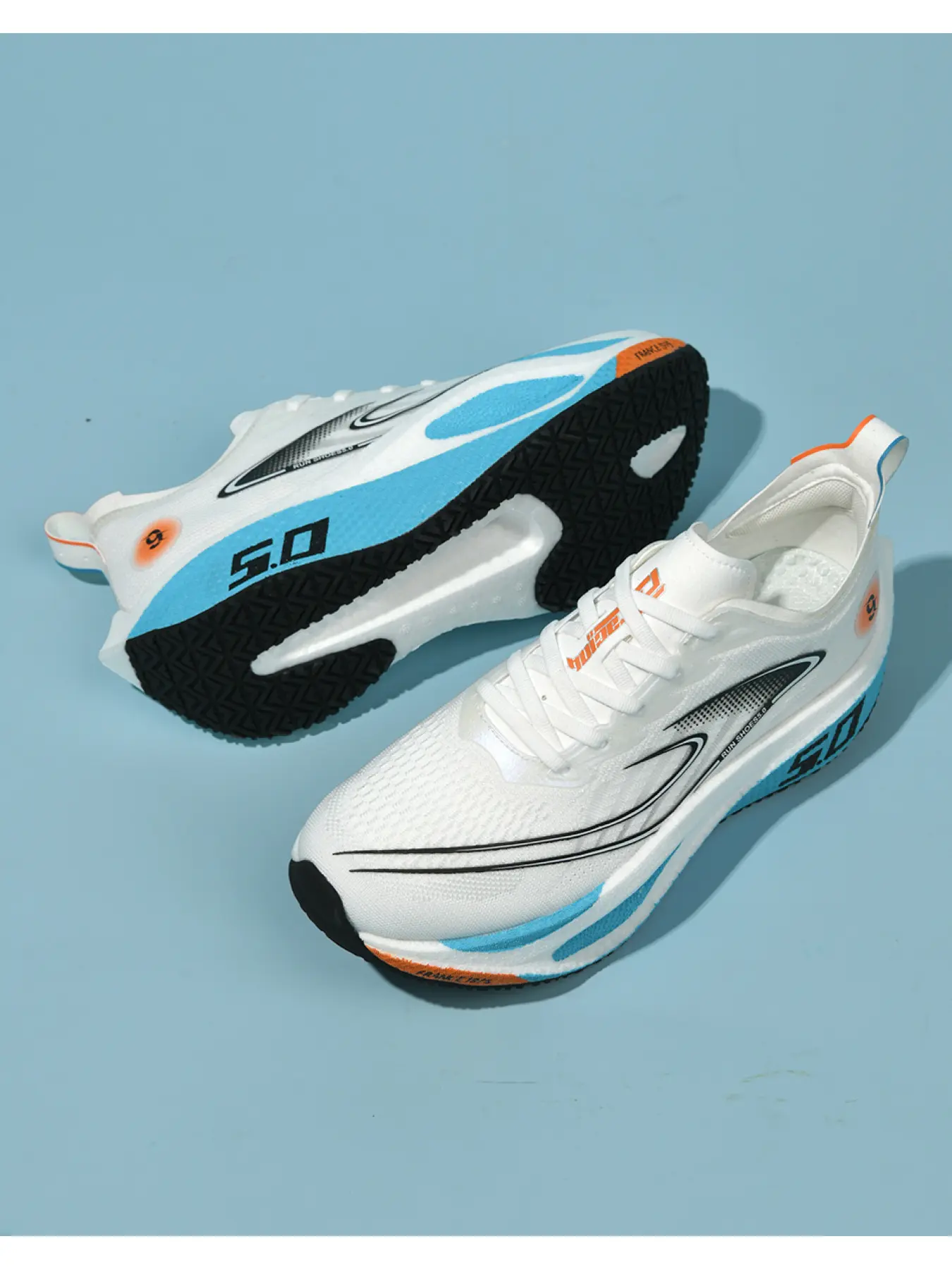 Unisex Lightweight Racing 5.0 Logo Running Shoes, Sports Shoes, Competitive Style, Breathable Material + Cushion Platform Sole + Color-Block, Ideal for Professional Racing & Daily Wear