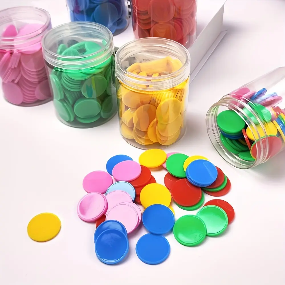 0.98INCH 100pcs Plastic Counting Chips - Educational Math Teaching Aids for Interactive Learning, Counting & Sorting - Multicolor Plastic Counters for Teachers, Durable