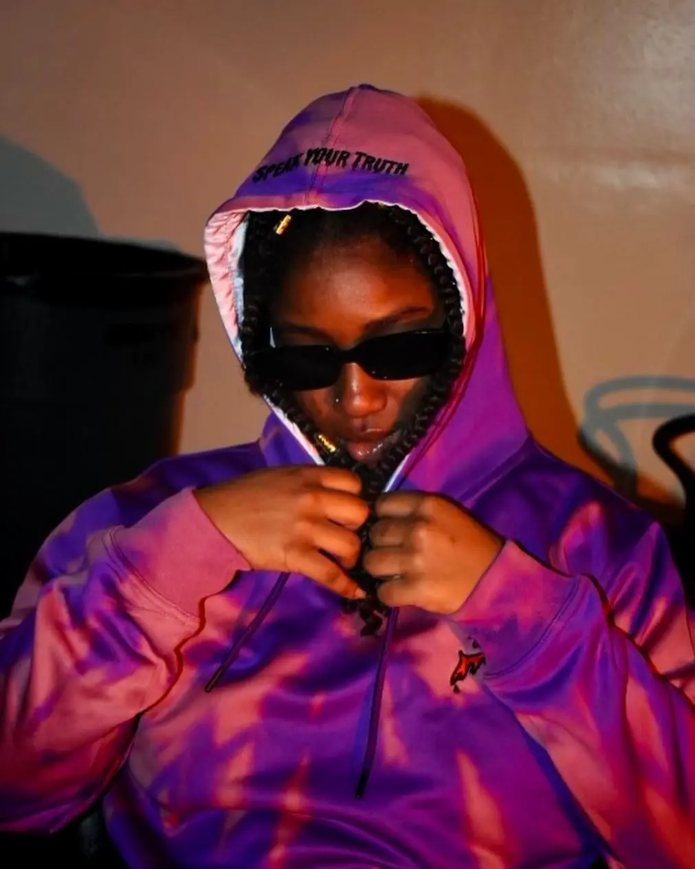 lavender satin lined hoodie