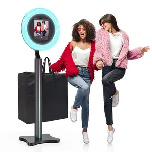 Portable Photo Booth Machine Compatible Any Ipad, PhotoBooth Stand Shell with ChackTok Software Control, RGB Ring Light, Lightweight Perfect for Partie, Wedding, Events, Rentals and Business