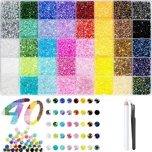 32000 Resin Jelly Beads for Shiny Decorations, Multi-Color Flat Bottom Gems, Diamond Painting, Nail Art, Crafts, Books, Makeup