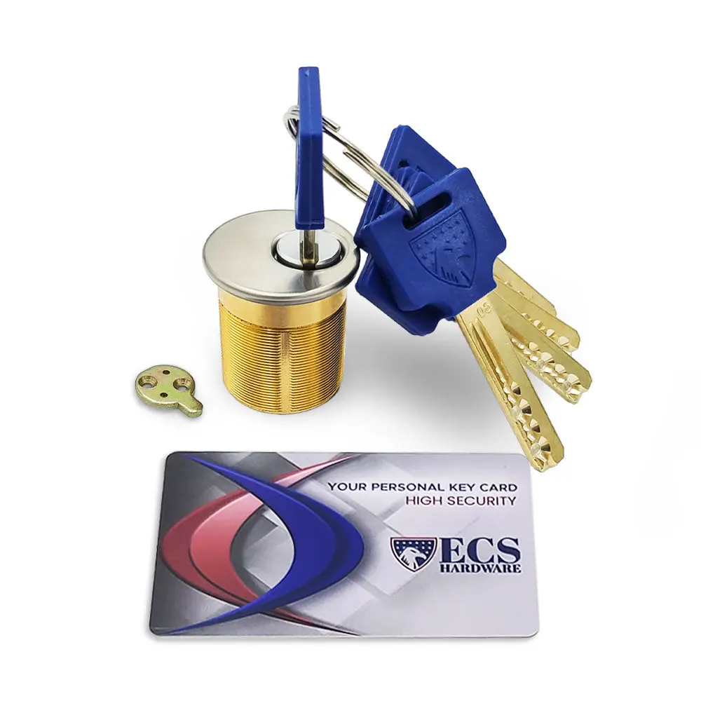 ECS HARDWARE Keyed Mortise Cylinder Safety Lock - 1.5" Size, Durable Premium US26D Satin Chrome Finish, High Resistance, Us26d Size