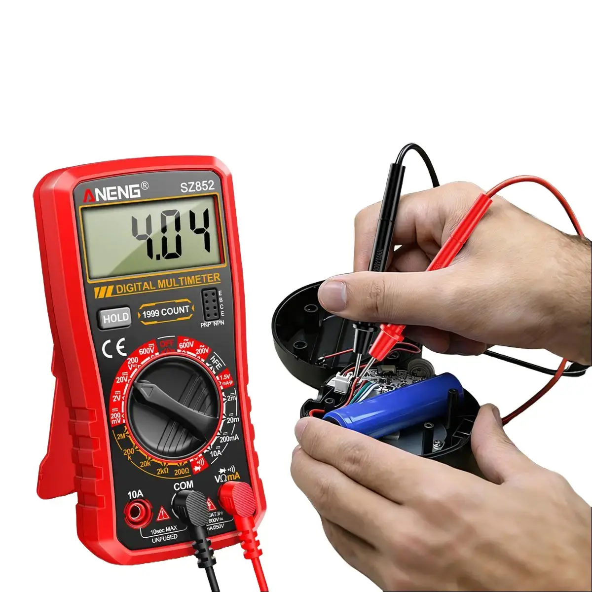 ANENG SZ852 Digital Multimeter - Portable Voltage Current Tester for Electricians, 1999 Counts, NCV Detection, AC/DC Voltage, DC Current, Resistance, Diode & Continuity Testing with Audible Alarm, Home Repairs