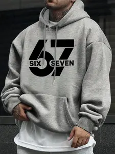 This new hip-hop street style hoodie features a graphic print of the number 67. It's a casual Fitted Long Sleeve pullover sweater suitable for both men and women, perfect for everyday wear, Sweatshirts